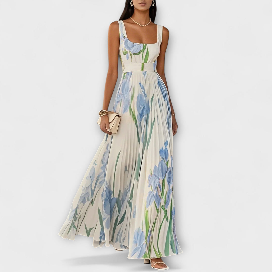 Leora | Empire‑waist pleated maxi dress