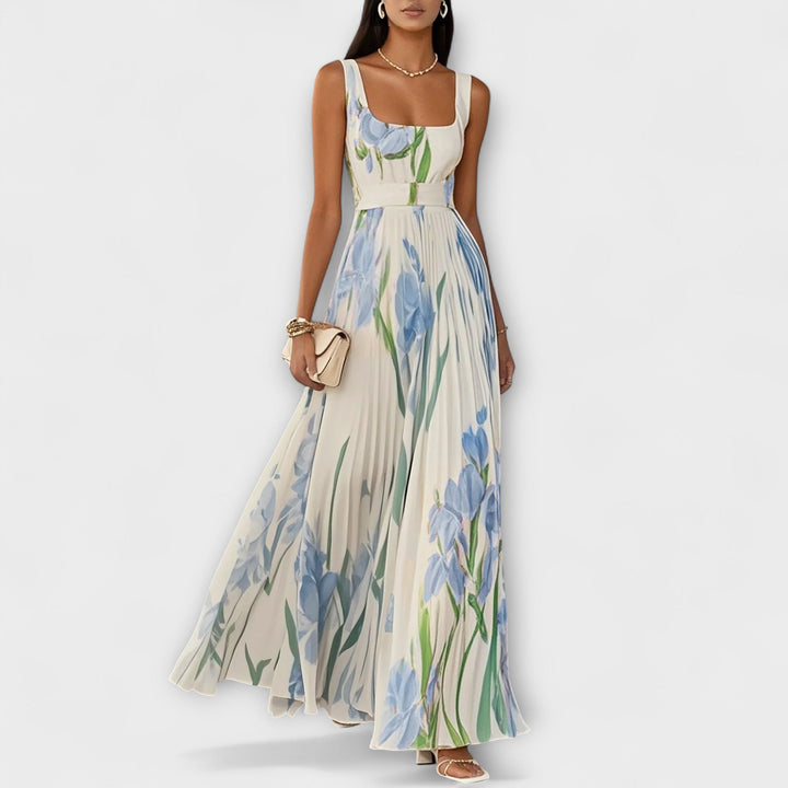 Leora | Empire‑waist pleated maxi dress