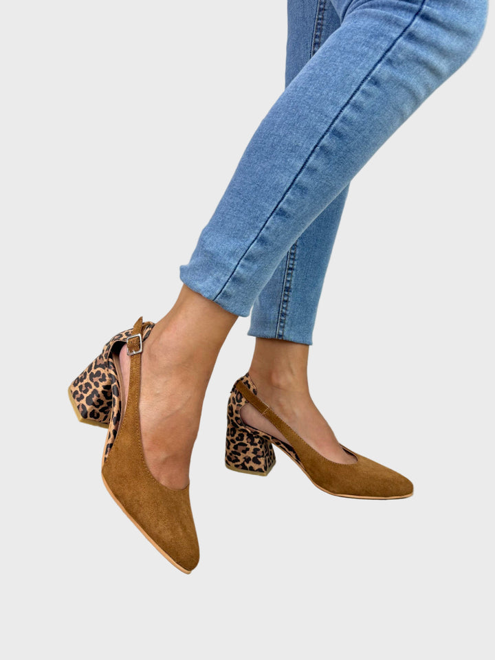 Rhea | Leopard Print Sling Back Heels
