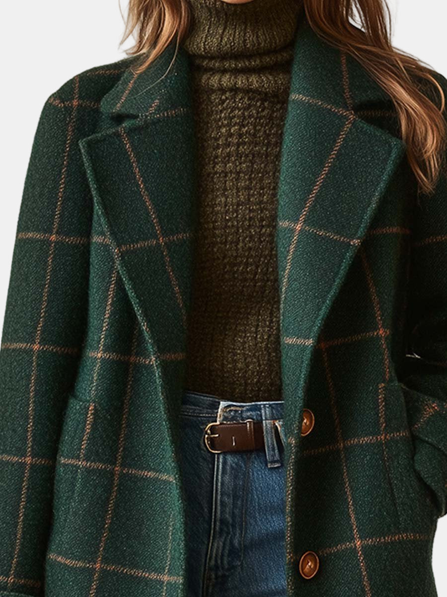 Elise | Classic Checkered Wool Coat