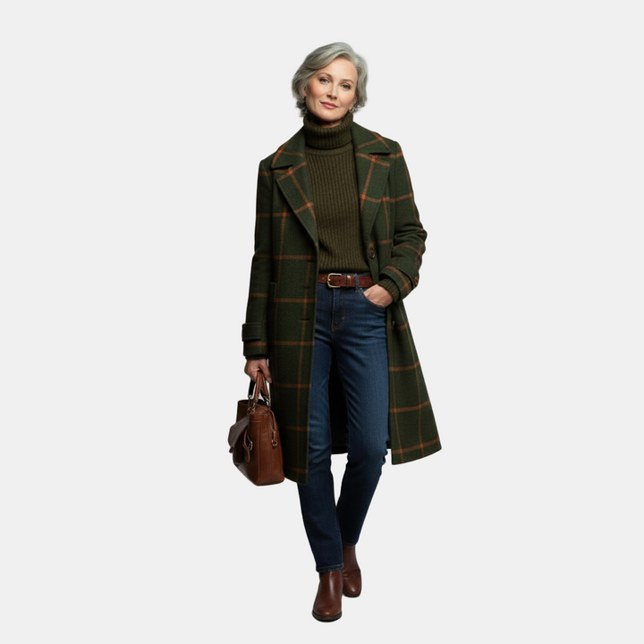 Elise | Classic Checkered Wool Coat